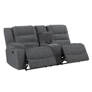 Redondo Laf Console Loveseat W/ 2 Recliners Pwr Fr-Dk Gray