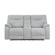 Chablis Reclining Console Loveseat-Mist Gray