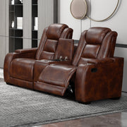 Chester Reclining Console Loveseat-Brown
