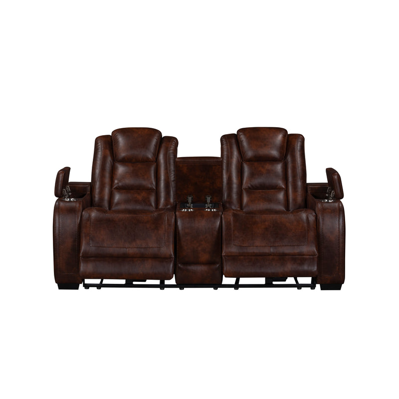 Chester Reclining Console Loveseat-Brown