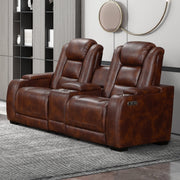 Chester Reclining Console Loveseat W/Pwr Hr & Fr-Brown