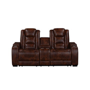 Chester Reclining Console Loveseat W/Pwr Hr & Fr-Brown