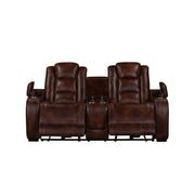 Chester Reclining Console Loveseat W/Pwr Hr & Fr-Brown