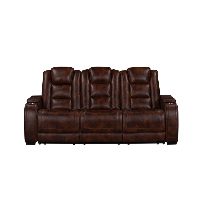 Chester Reclining Sofa W/Pwr Hr & Fr-Brown