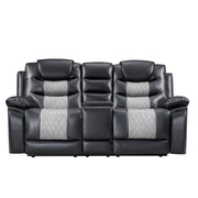 Nikko Console Loveseat W/Pwr Fr-Black/Gray