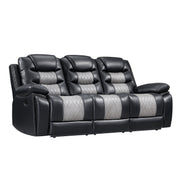 Nikko Sofa W/Dual Recliner-Black/Gray