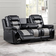 Nikko Sofa W/Dual Recliner-Black/Gray