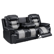 Nikko Sofa W/Dual Recliner-Black/Gray