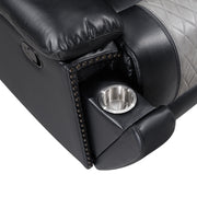 Nikko Sofa W/Dual Recliner-Black/Gray
