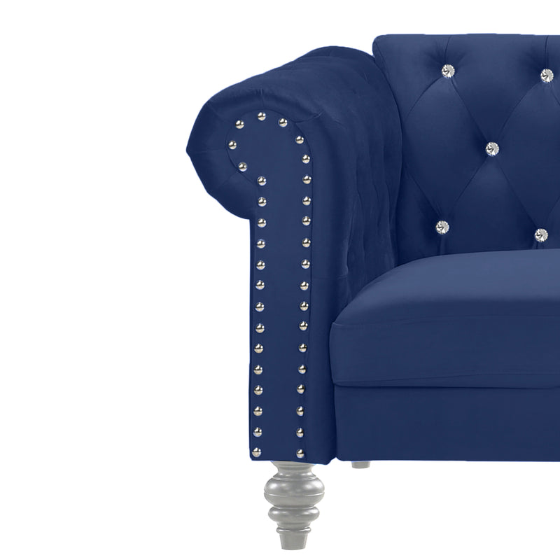 Emma Crystal Loveseat-Royal Blue