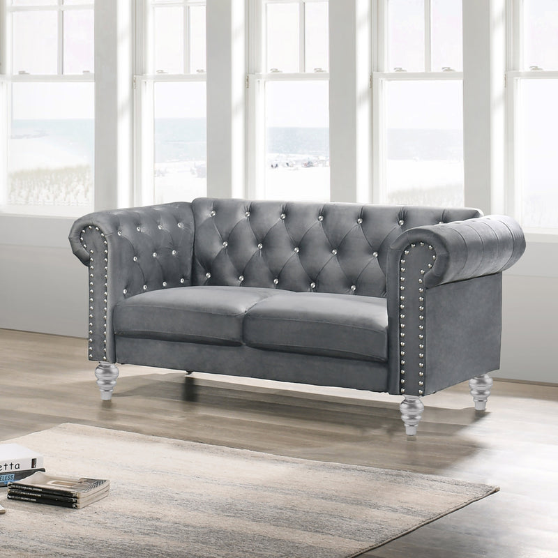 Emma Crystal Loveseat-Gray