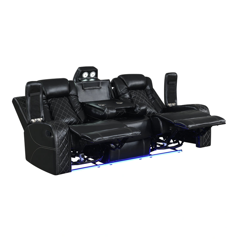 Orion Ii Sofa W/Dual Recliner-Black