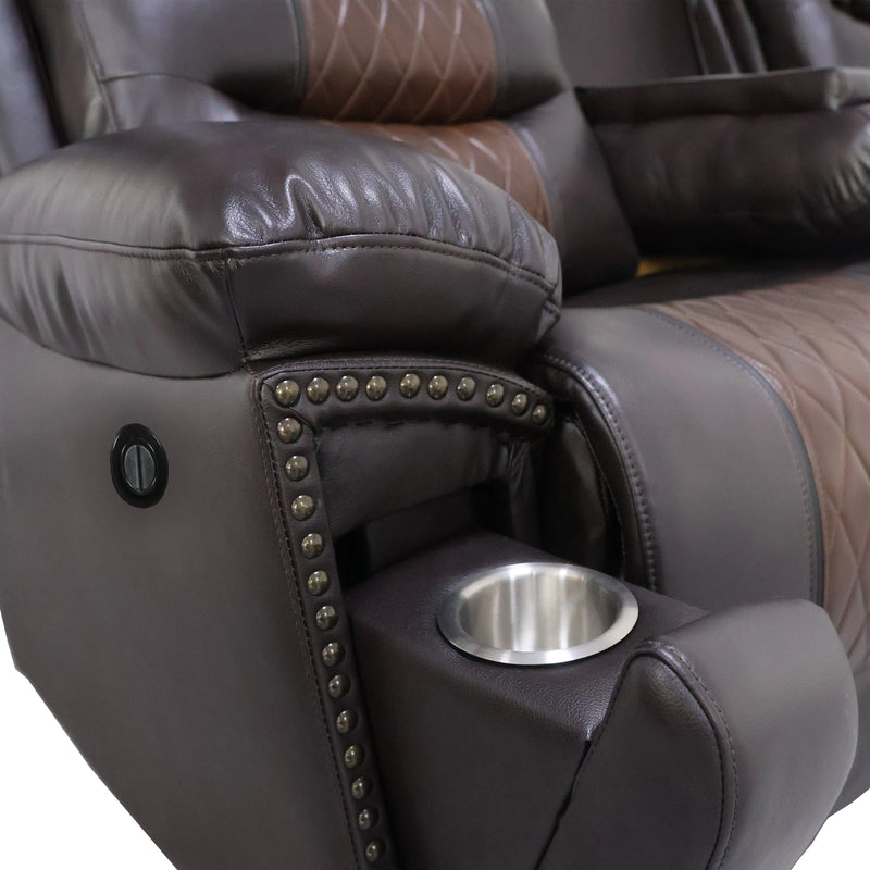 Nikko Sofa W/Pwr Fr-Brown