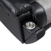 Nikko Console Loveseat W/Pwr Fr-Black/Gray