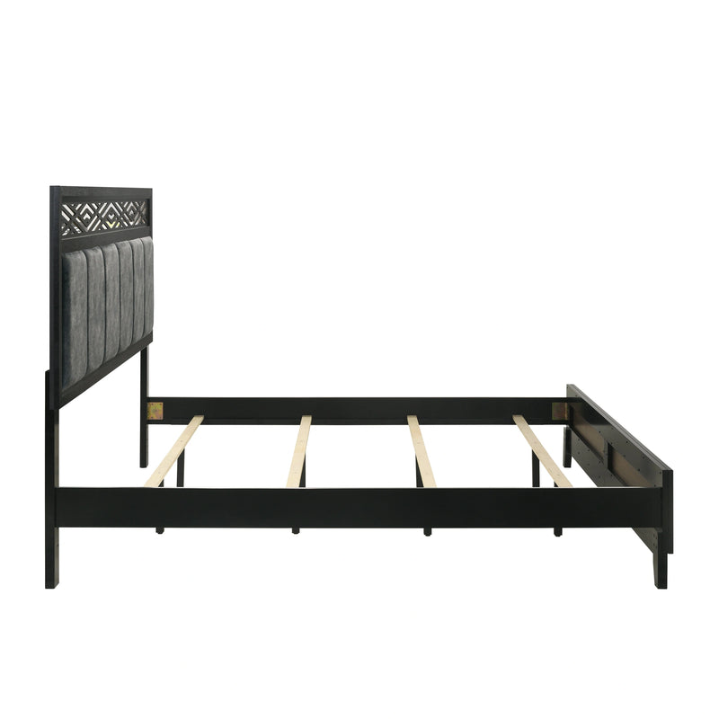 Obsidian 6/6-6/0 Ek/Wk Headboard, Footboard & Slats-Black