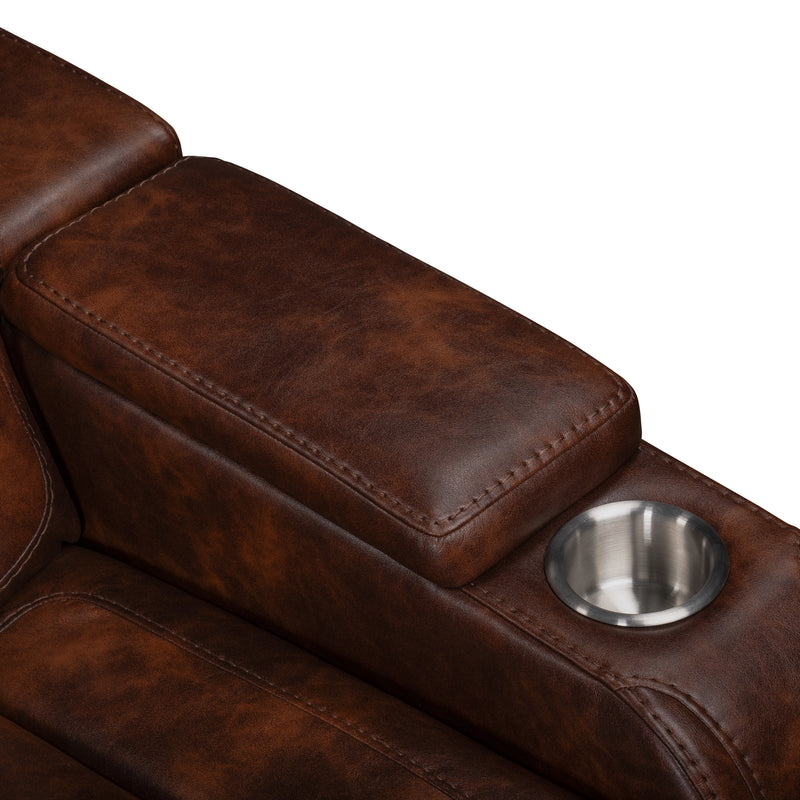 Chester Reclining Console Loveseat W/Pwr Hr & Fr-Brown