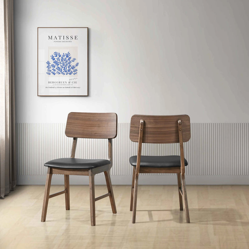 Thea Wood Back Side Chair W/Black Seat (2 Per Carton)-Walnut