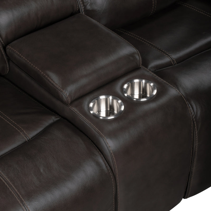 Brookings Console Loveseat W/ Dual Recliners-Charcoal